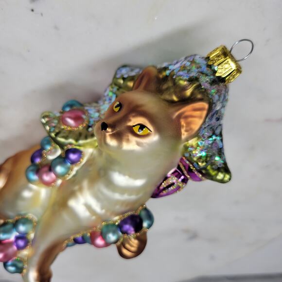 VTG Dept 56 Sammie Cat Ornament Blown Glass Siamese Christmas Tree Holiday Decor - Picture 13 of 16